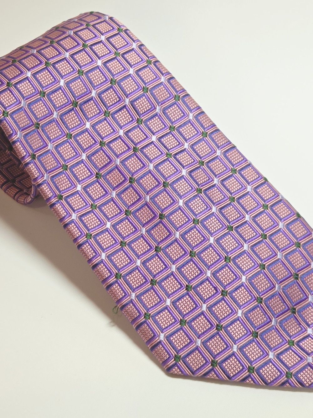 Robert Talbott Mens Best Of Class Purple, Pink & Green Geometric Silk Tie 4"x59"